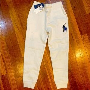 Polo Ralph Lauren Cream Joggers with Blue Logo